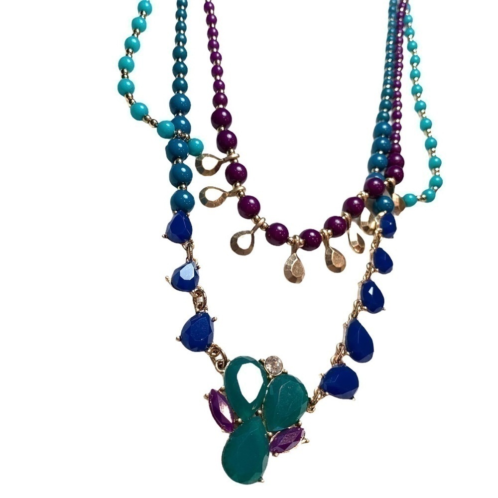 Boho Blue & Purple Necklace & Earring Bundle - Picture 4 of 15